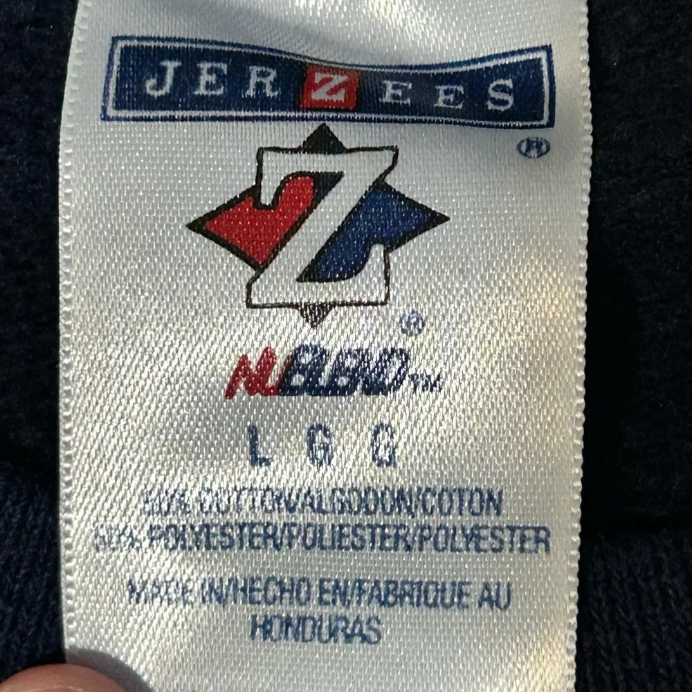 Vintage Jerzees Lone Wolf Moon Graphic Sweatshirt Size L Navy - Picture 11 of 13